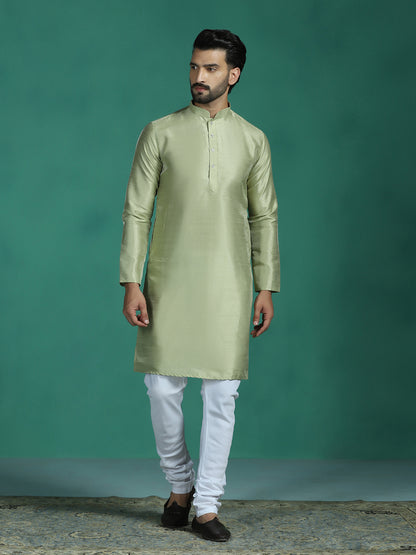 Pista Green Silk Kurta