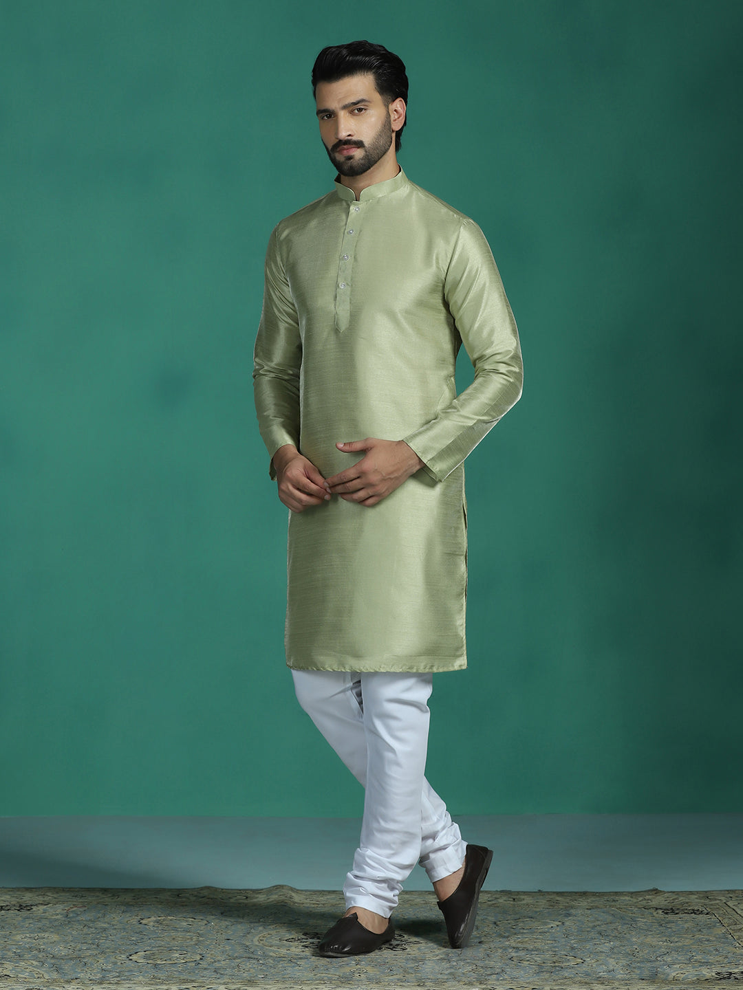 Pista Green Silk Kurta