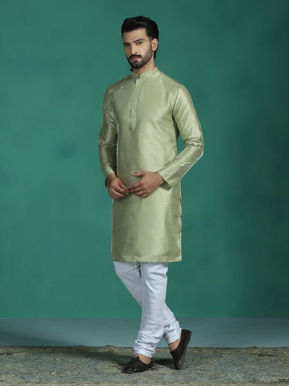 Pista Green Silk Kurta