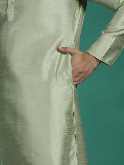 Pista Green Silk Kurta