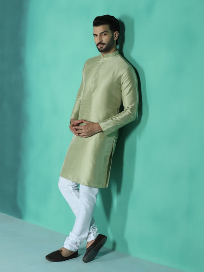 Pista Green Silk Kurta