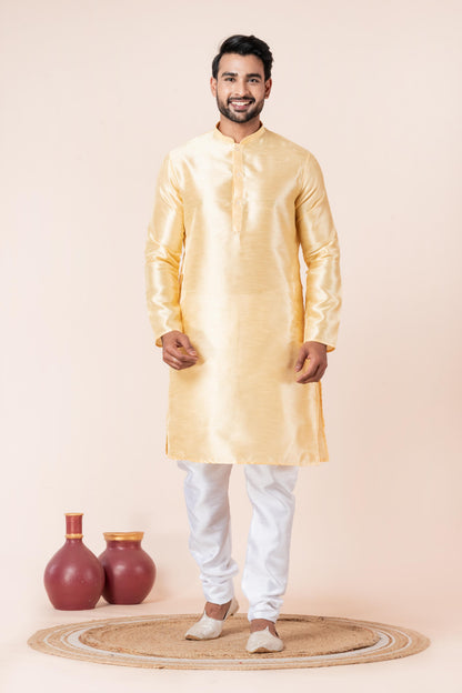 Golden Dupion Silk Kurta