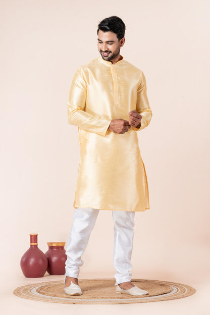 Golden Dupion Silk Kurta