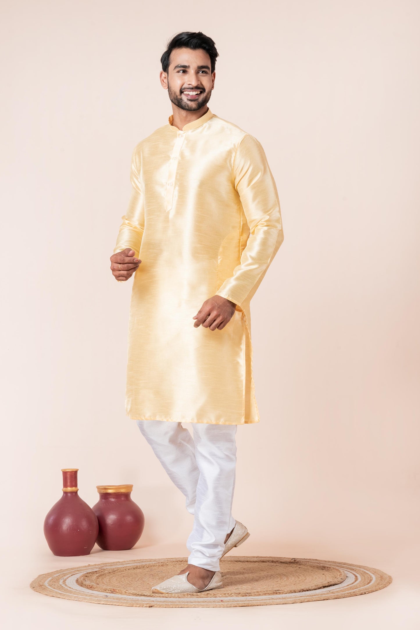 Golden Dupion Silk Kurta