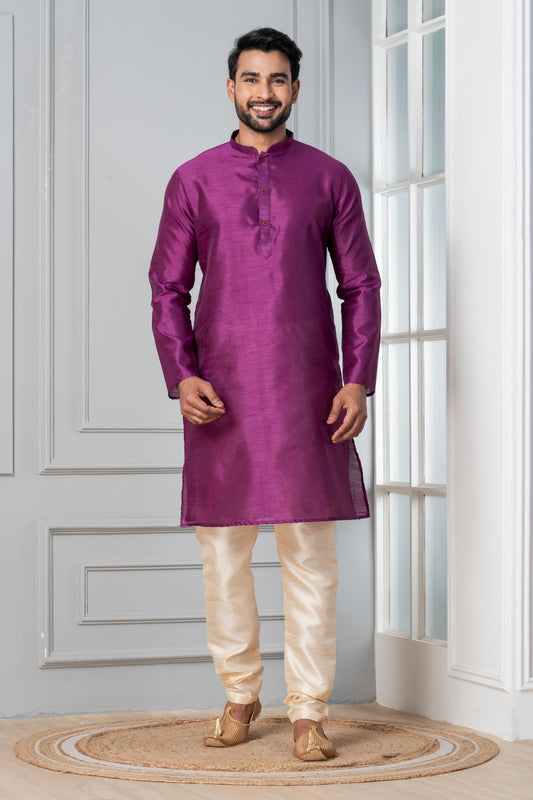 Magenta Pink Silk Blend Kurta