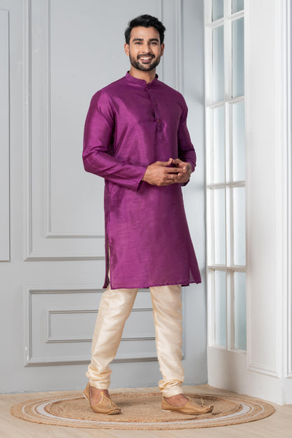 Magenta Pink Silk Blend Kurta