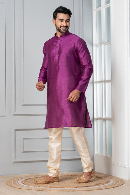 Magenta Pink Silk Blend Kurta