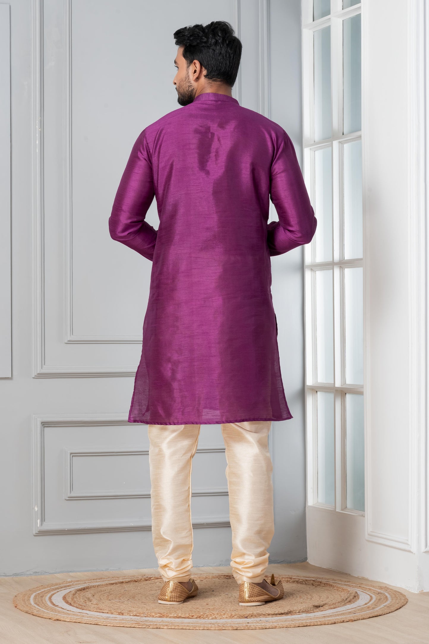 Magenta Pink Silk Blend Kurta