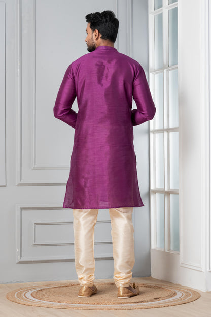 Magenta Pink Silk Blend Kurta