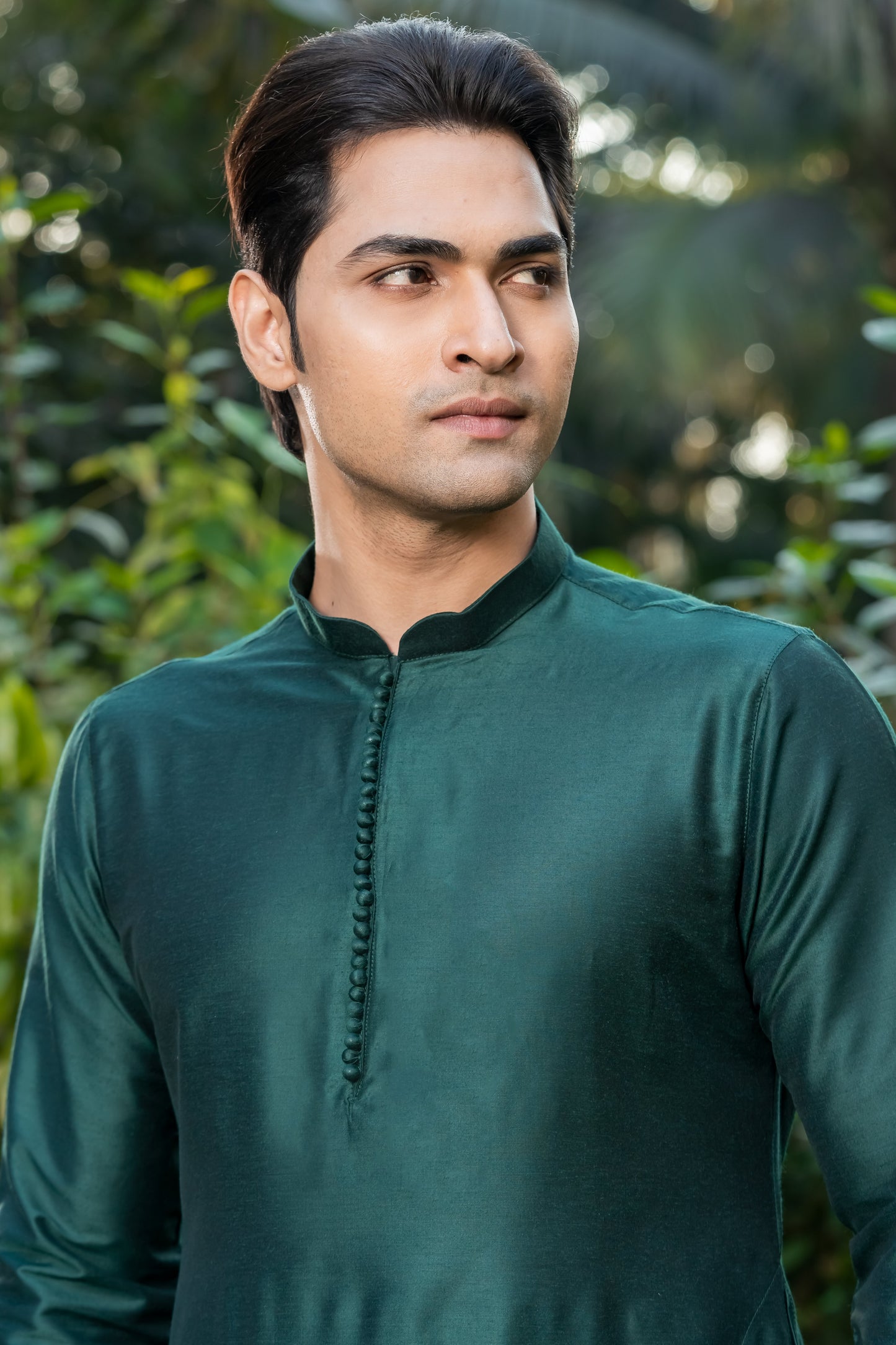 Bottle Green Dupion Silk