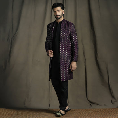 Exquisite Purple Velvet Indo Western sherwani