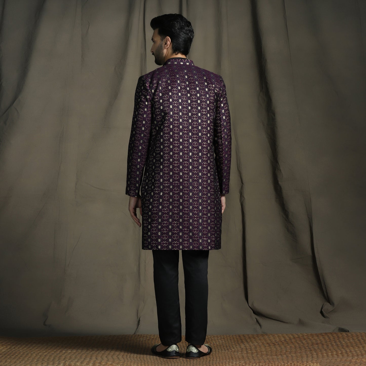 Exquisite Purple Velvet Indo Western sherwani
