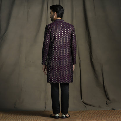 Exquisite Purple Velvet Indo Western sherwani