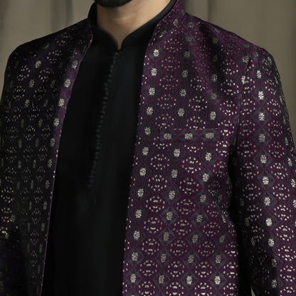 Exquisite Purple Velvet Indo Western sherwani