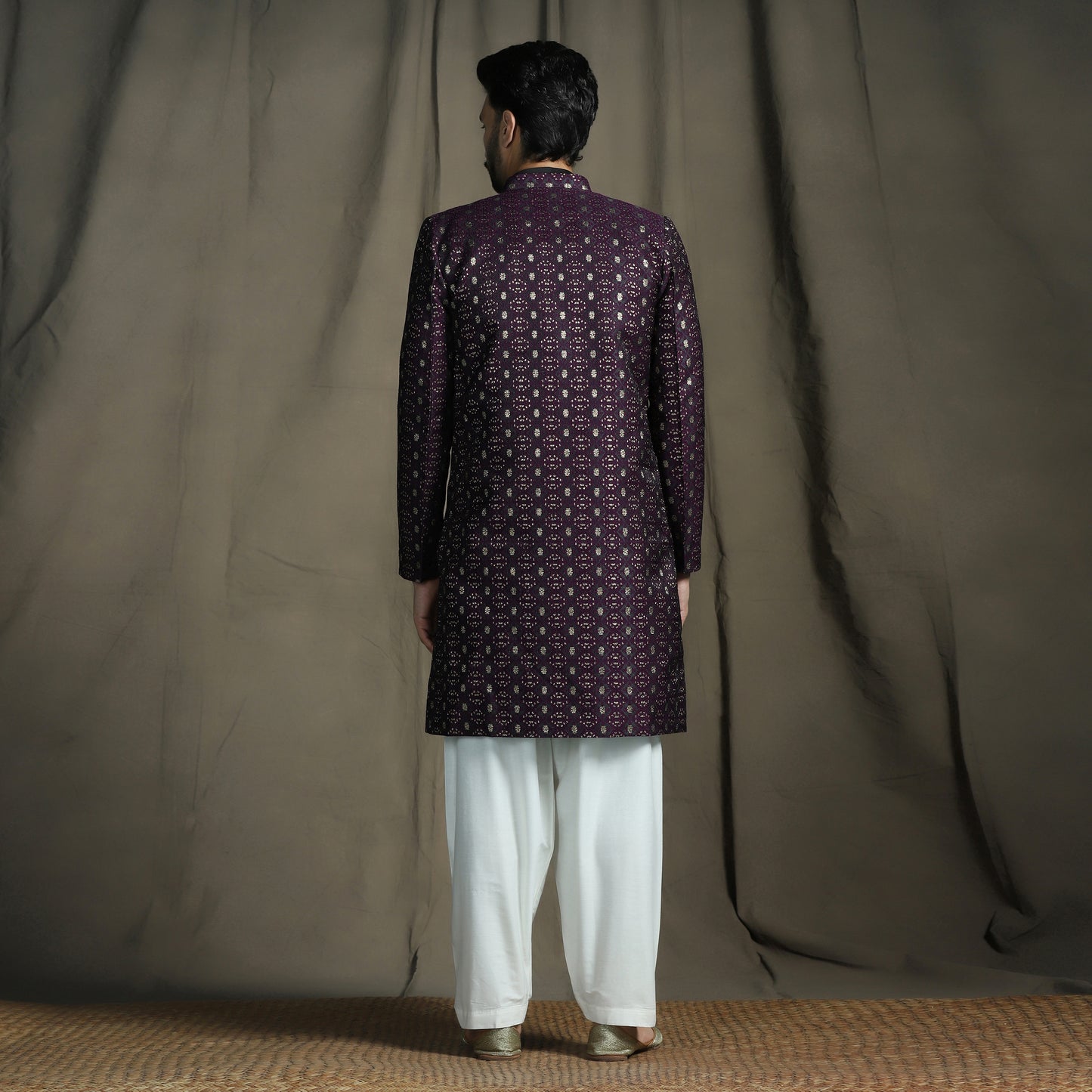 Regal Purple Velvet Elegance Sherwani