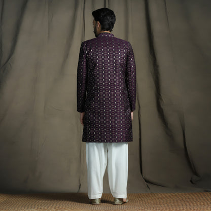 Regal Purple Velvet Elegance Sherwani
