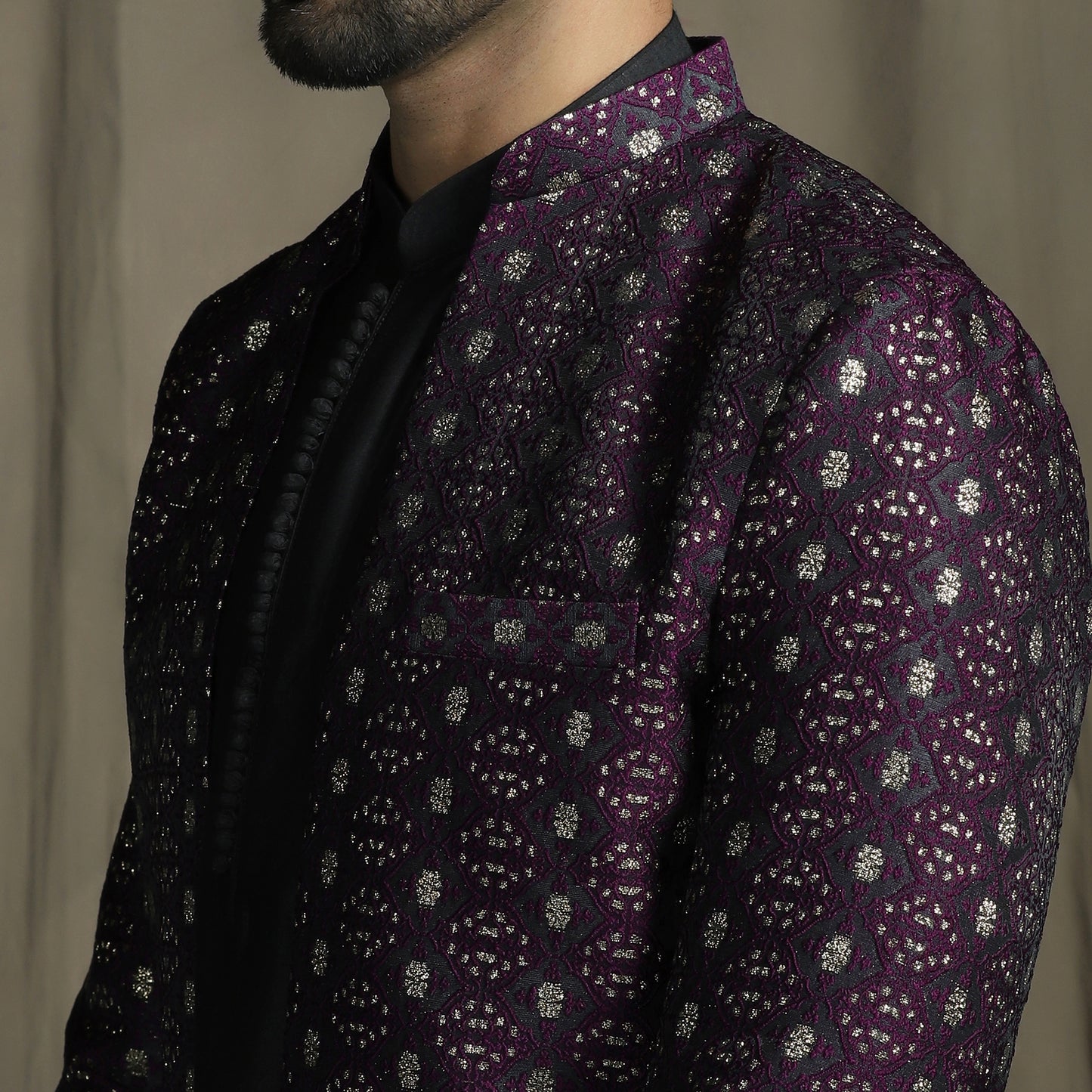 Regal Purple Velvet Elegance Sherwani