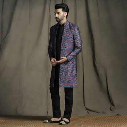 Kisah Jacquard Open-Front Sherwani