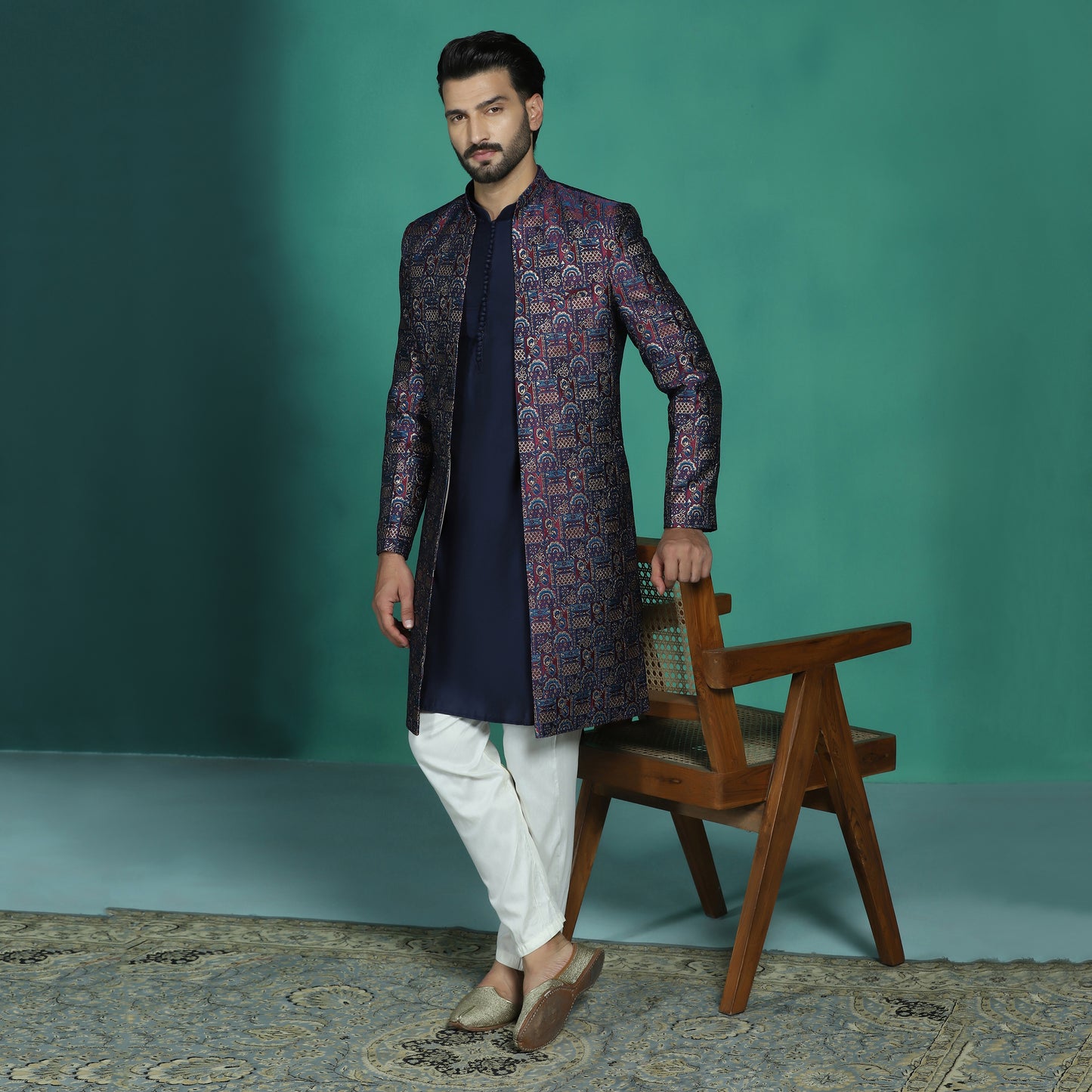 Jacquard Front-Open Sherwani