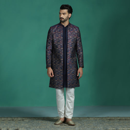 Jacquard Front-Open Sherwani