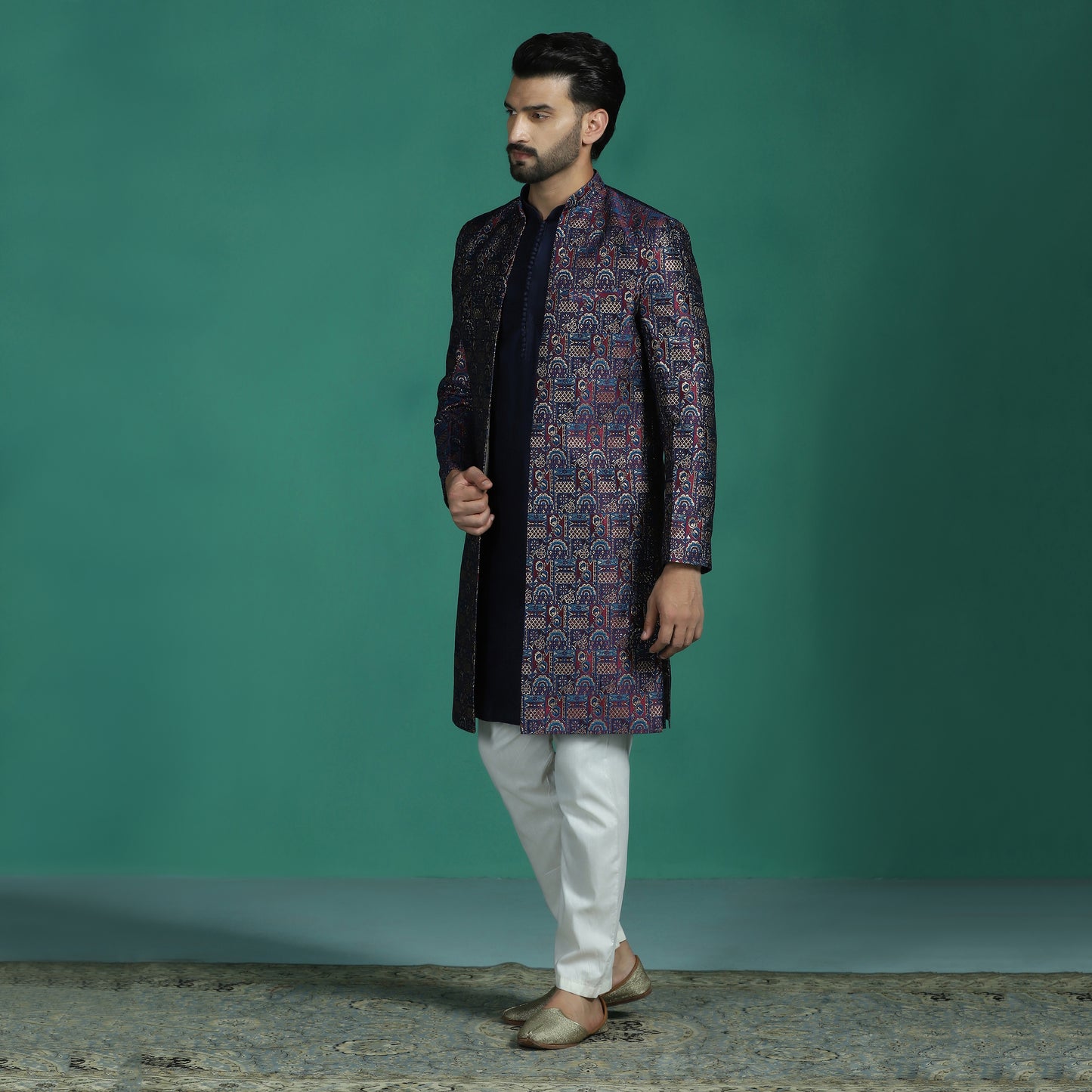Jacquard Front-Open Sherwani