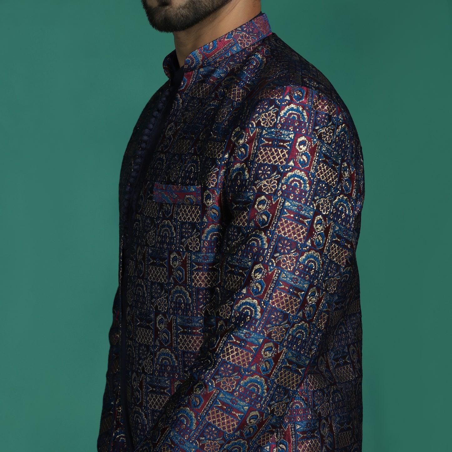 Jacquard Front-Open Sherwani