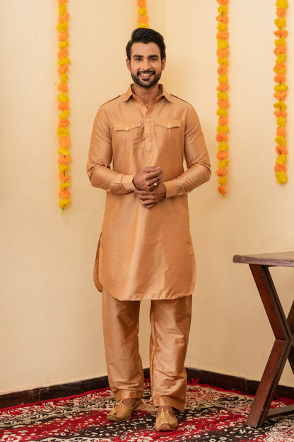 Rose Gold Pathani Kurta Set