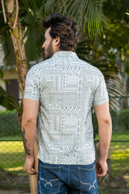 Tribal Geometric Print Half Sleeve Shirt