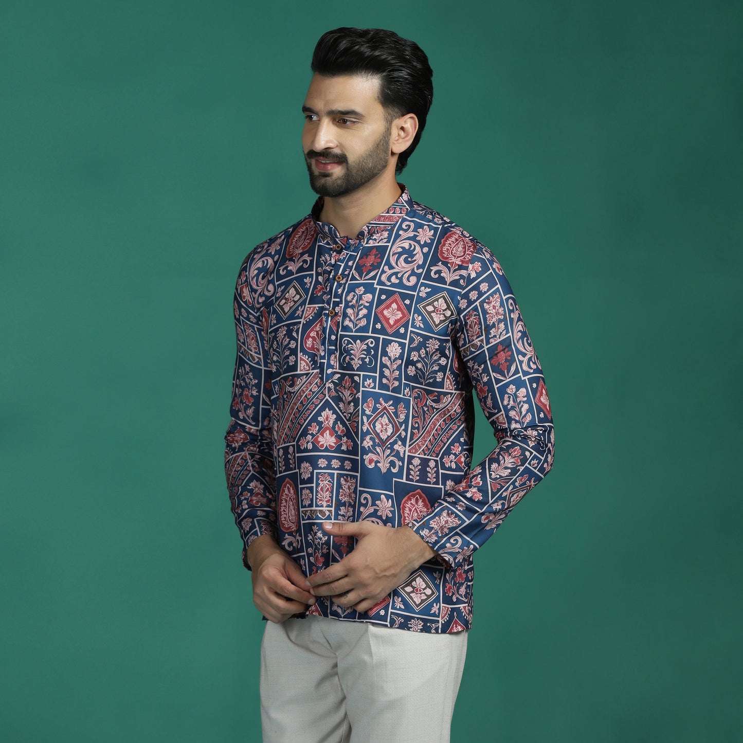 Indigo Ajrakh Grid Short Kurta