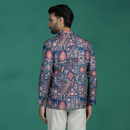 Indigo Ajrakh Grid Short Kurta
