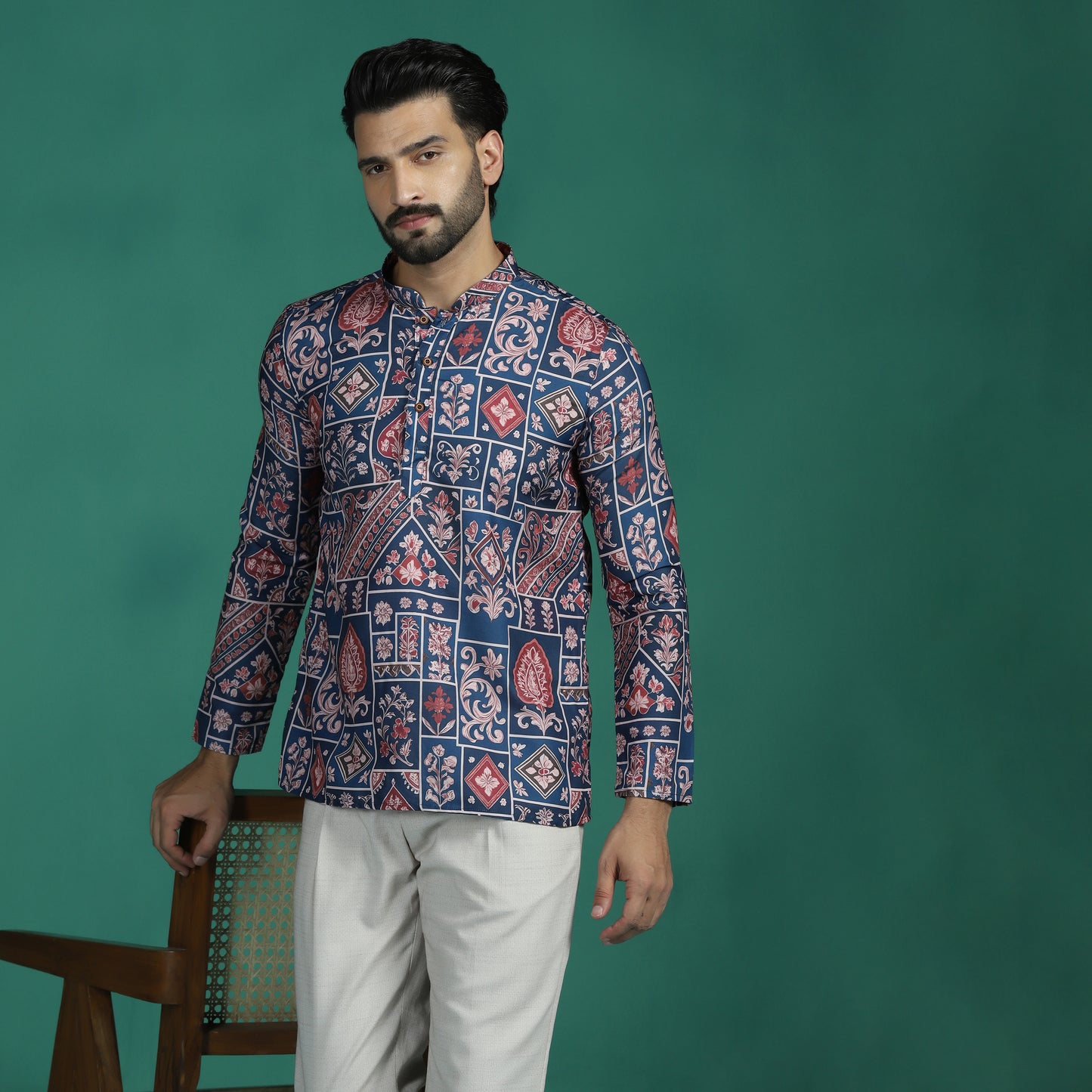 Indigo Ajrakh Grid Short Kurta