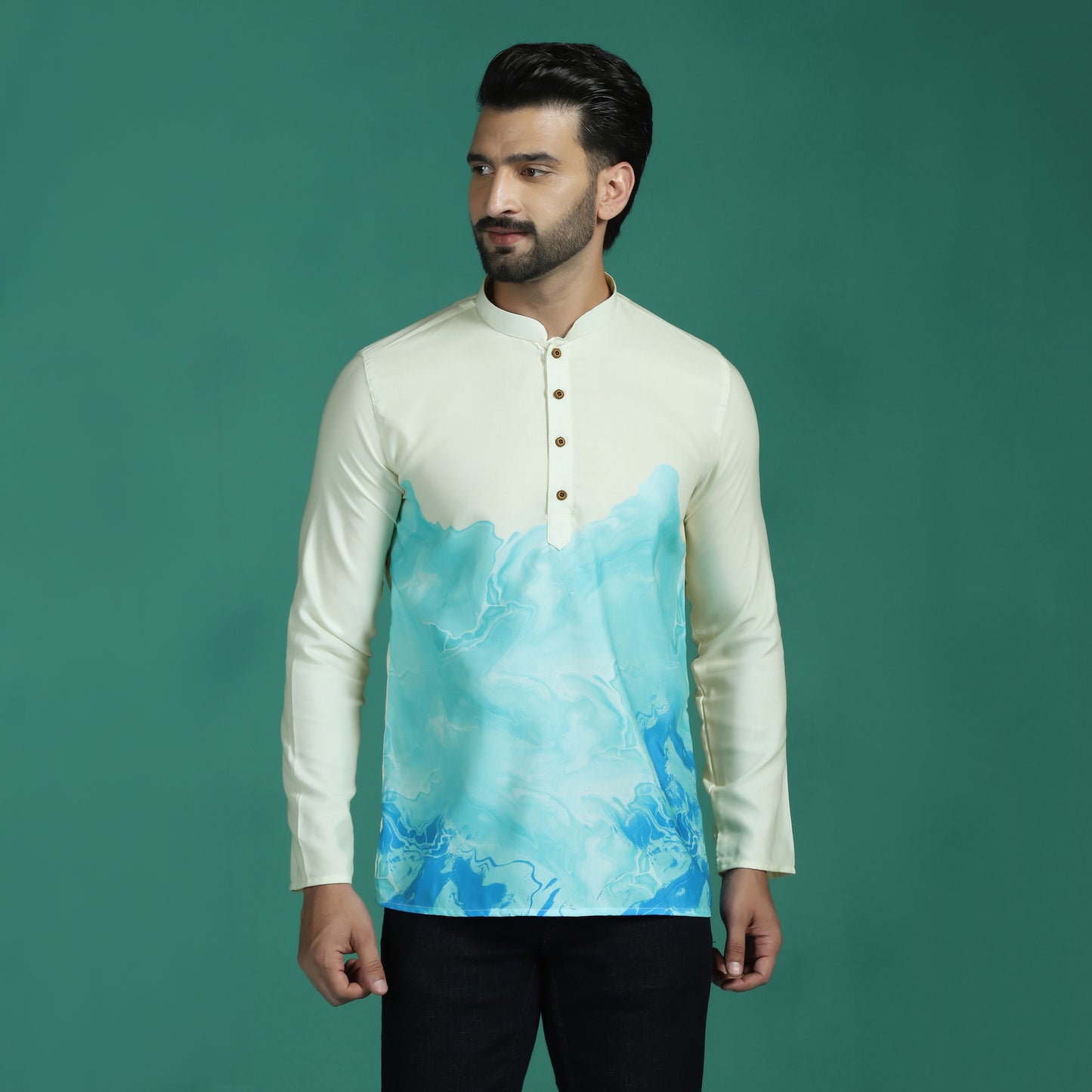Blue Gradient Cotton Short Kurta Shirt