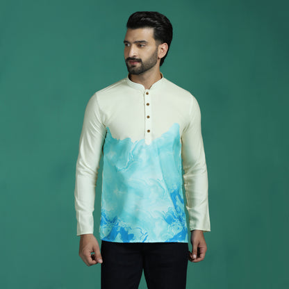 Blue Gradient Cotton Short Kurta Shirt