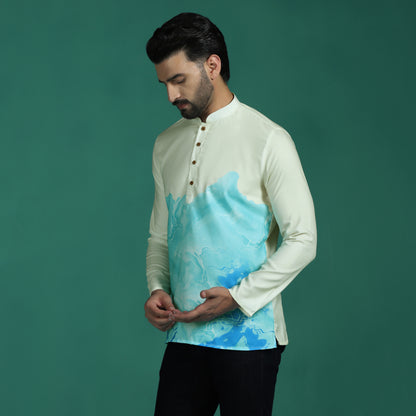 Blue Gradient Cotton Short Kurta Shirt