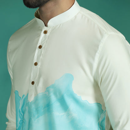 Blue Gradient Cotton Short Kurta Shirt