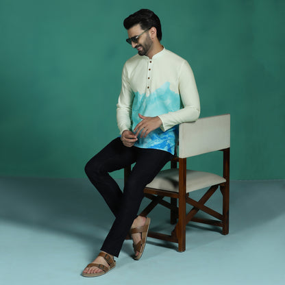 Blue Gradient Cotton Short Kurta Shirt