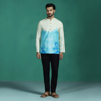 Blue Gradient Cotton Short Kurta Shirt