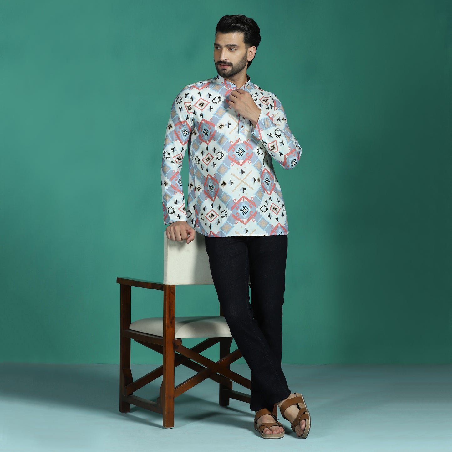 Mandarin Collar Kurta Short Shirt
