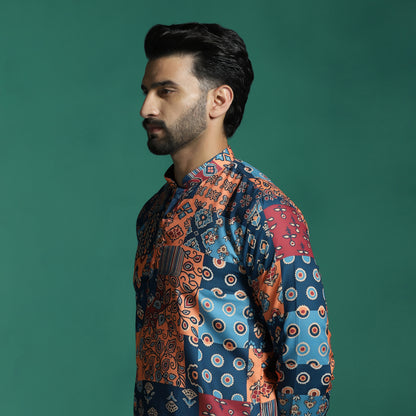 Ajrak Patchwork Printed Short Kurta