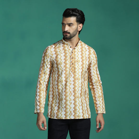 Beige Harlequin Printed Short Kurta