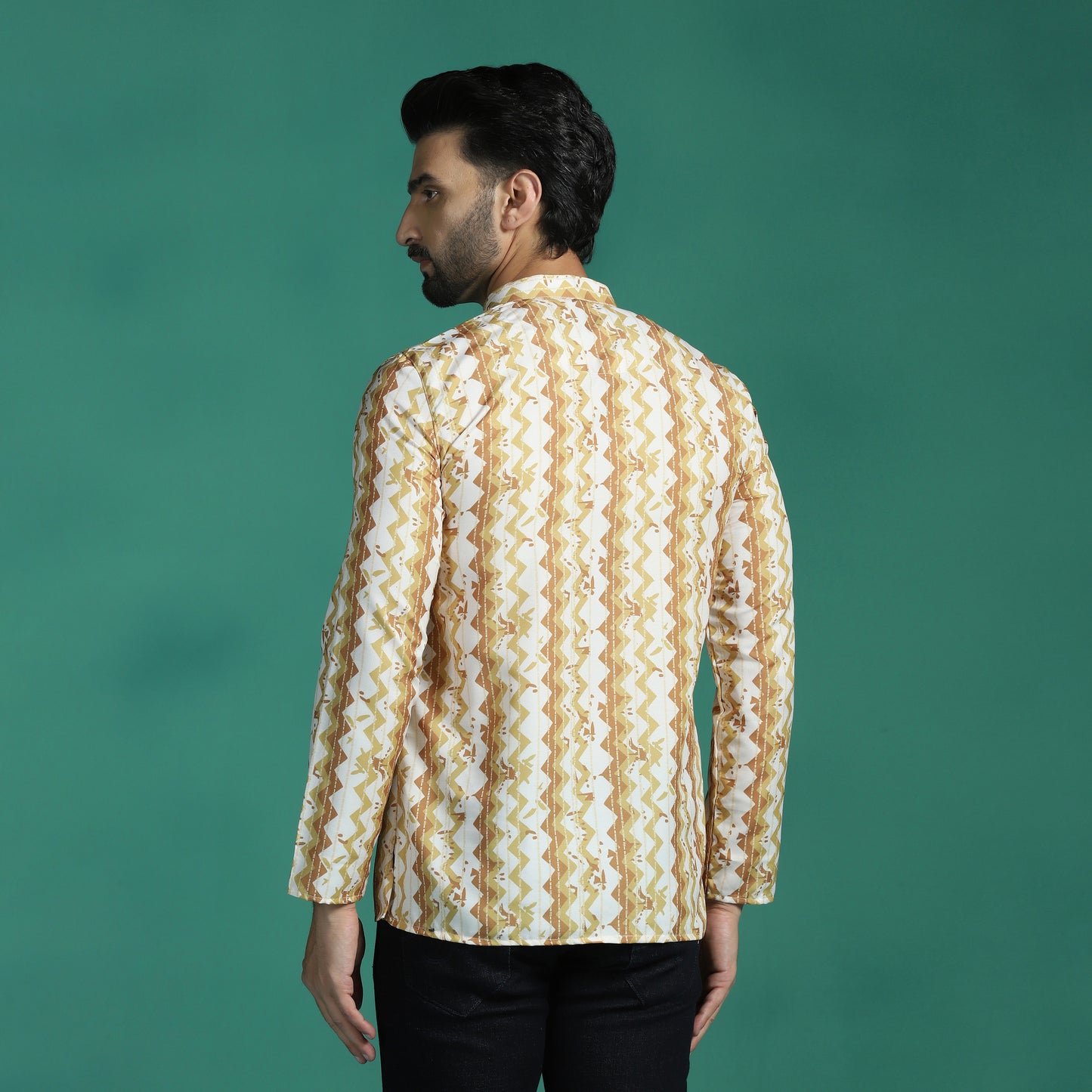 Beige Harlequin Printed Short Kurta
