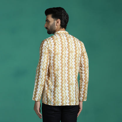 Beige Harlequin Printed Short Kurta