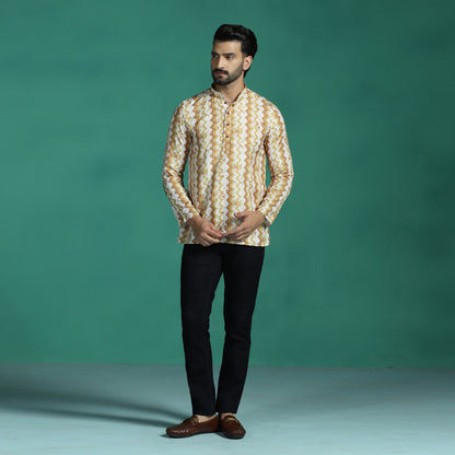 Beige Harlequin Printed Short Kurta