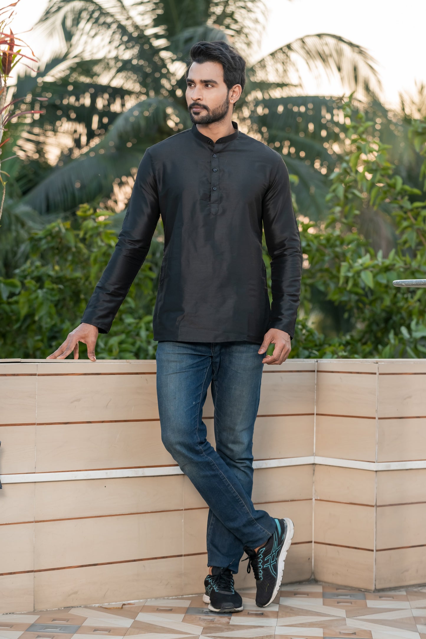 Black Deluxe Short Kurta