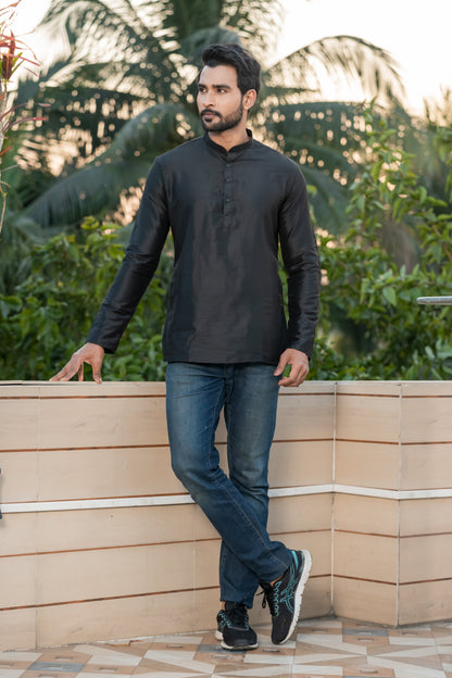 Black Deluxe Short Kurta