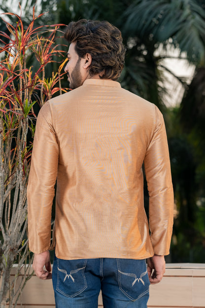 Solid Gloden Ethnic Short Kurta